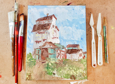 Acrylic Painting – Grain Elevators