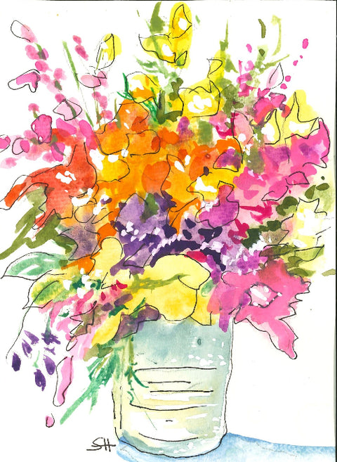 'Flower Series' 5 x 7 Original Art Cards by Sabine Hahnel Style 4 - Arts and Heritage St. Albert