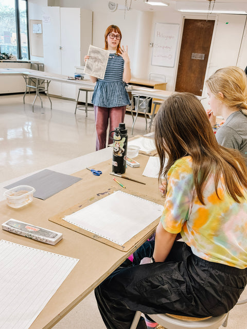 Children participating in summer art classes at Arts and Heritage Foundation St. Albert during the Summer Art Club.