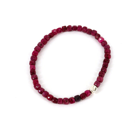 Handcrafted Gemstone Beaded Stretch Bracelets Style 7 Ruby & Sterling Silver - Arts and Heritage St. Albert