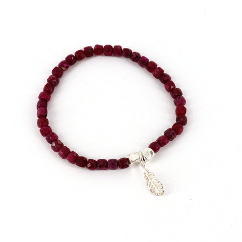 Handcrafted Gemstone Beaded Stretch Bracelets Style 8 Ruby & Sterling Silver - Arts and Heritage St. Albert