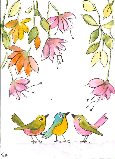 'Bird Series' 5 x 7 Original Art Cards by Sabine Hahnel Style 8 - Arts and Heritage St. Albert
