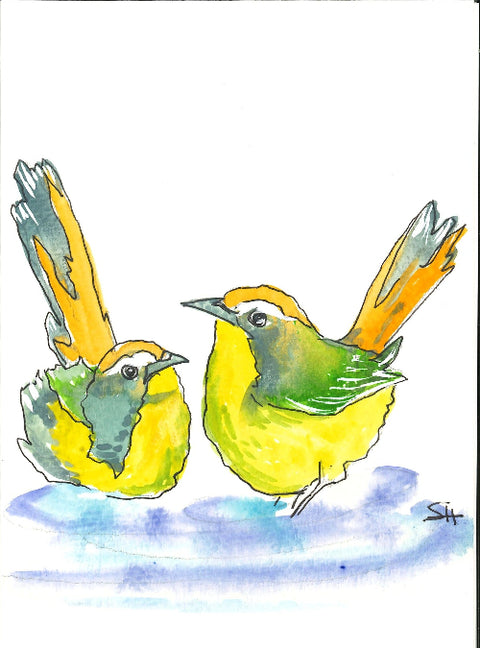 'Bird Series' 5 x 7 Original Art Cards by Sabine Hahnel Style 9 - Arts and Heritage St. Albert