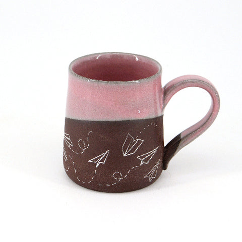 Pink & Brown Line Drawing Mugs Airplanes Style 1 - Arts and Heritage St. Albert