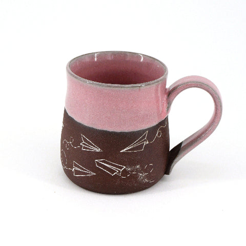 Pink & Brown Line Drawing Mugs Airplanes Style 2 - Arts and Heritage St. Albert
