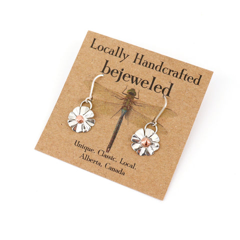 Handcrafted Alberta Daisy Sterling Silver and Copper Earrings - Arts and Heritage St. Albert