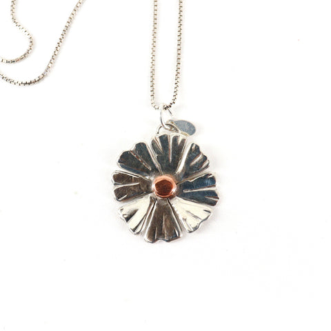 Alberta Daisy Handcrafted Sterling Silver and Copper Necklace - Arts and Heritage St. Albert