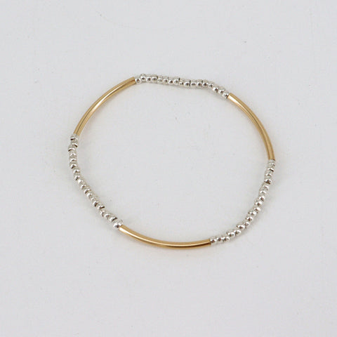 'Alpine Collection' Silver Bar Gold Beaded Bracelet - Arts and Heritage St. Albert