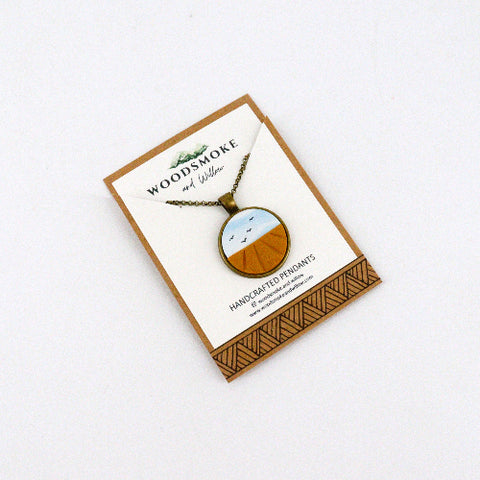 Autumn Field with Birds Pendant Necklace - Arts and Heritage St. Albert