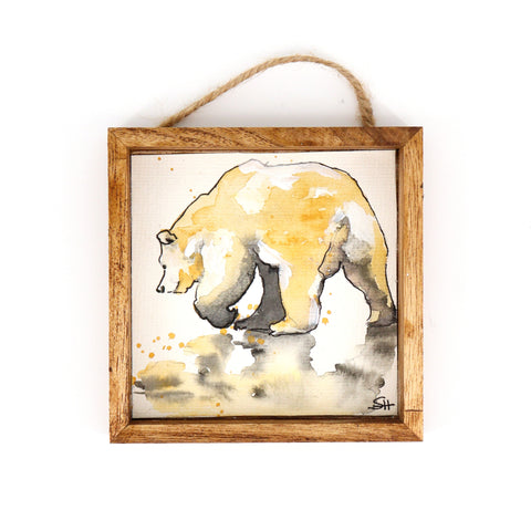 Framed Mini Watercolour Paintings 'Floral & Fauna' Bear - Arts and Heritage St. Albert
