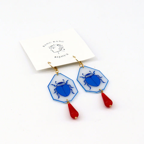 Scarab Beetle Hand Painted Earrings - Arts and Heritage St. Albert