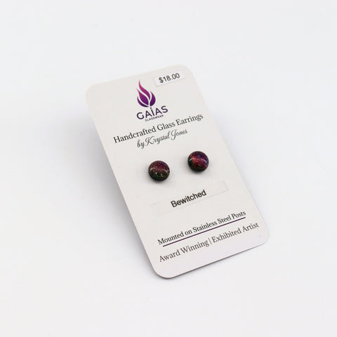 Handcrafted Glass Stud Earrings Bewitched - Arts and Heritage St. Albert