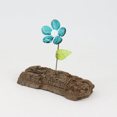 Handcrafted Glass Single Blue Flower Sculpture - Arts and Heritage St. Albert