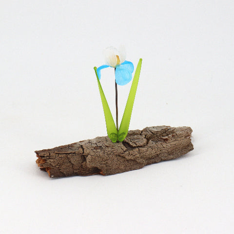 Handcrafted Glass Blue Iris Flower Sculpture - Arts and Heritage St. Albert