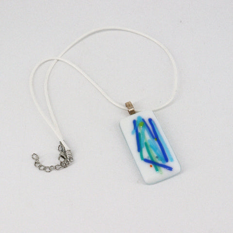 Blue Stripes Fused Glass Necklace - Arts and Heritage St. Albert