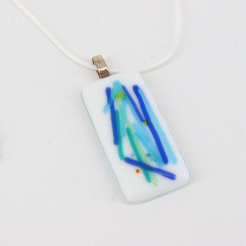 Blue Stripes Fused Glass Necklace - Arts and Heritage St. Albert