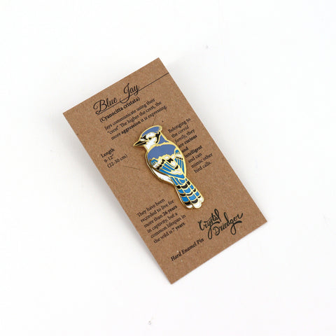 Gold Plated Enamel Bird Pins Blue Jay - Arts and Heritage St. Albert