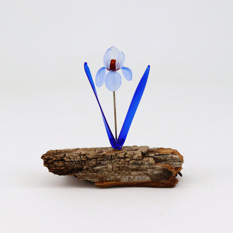 Handcrafted Glass blue Iris Flower Sculpture
