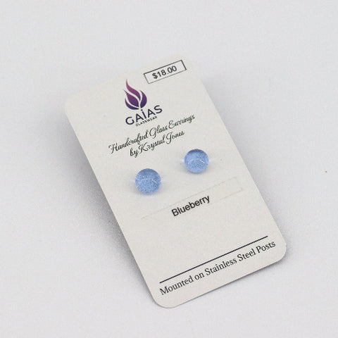 Handcrafted Glass Stud Earrings Blueberry - Arts and Heritage St. Albert