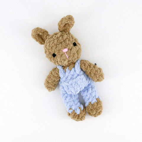 Crocheted Bunny in Overalls Stuffie - Arts and Heritage Foundation St. Albert