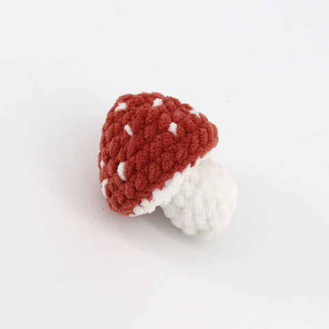 Crocheted Mushroom Burnt Orange - Arts and Heritage St. Albert