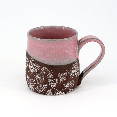 Pink & Brown Line Drawing Mugs Butterflies - Arts and Heritage St. Albert
