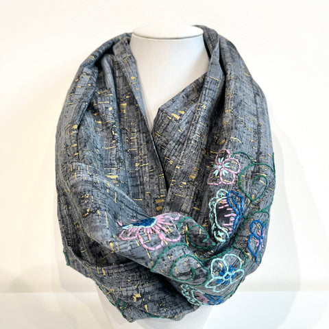 Hand Embroidered Infinity Scarf