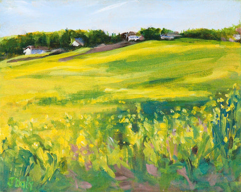 'Canola Field Near St. Albert' Acrylic Painting by Julie Daly - Arts and Heritage St. Albert
