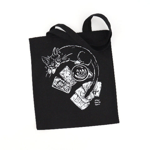 Hand Silkscreened Magical Creature Tote Bags Catty Tarot Deck Cat - Arts and Heritage St. Albert