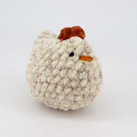 Crocheted Chicken Plushie Cream Speckled - Arts and Heritage St. Albert