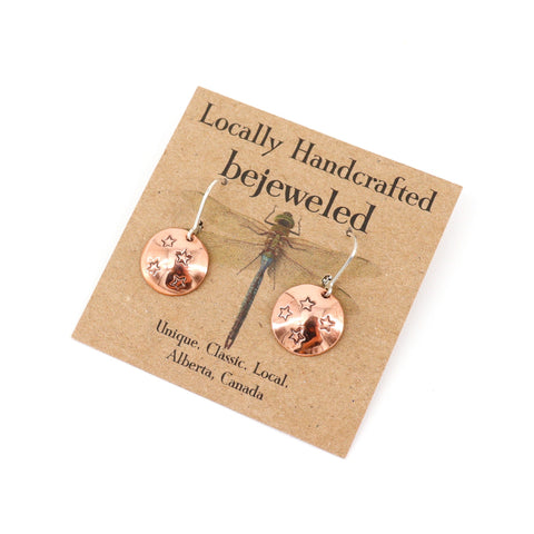 Handcrafted Circle & Star Copper Earrings - Arts and Heritage St. Albert