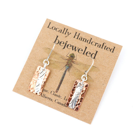 Handcrafted Sterling Silver and Copper Bar Earrings - Arts and Heritage St. Albert