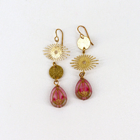 Cosmic Eye Asymmetrical Earrings Pink - Arts and Heritage St. Albert