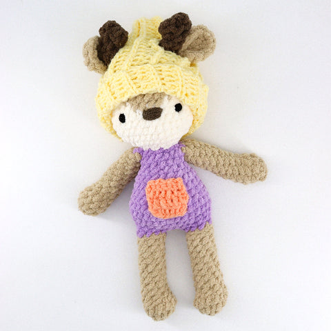 Crocheted Deer with Beanie 'Snuggler' - Arts and Heritage St. Albert