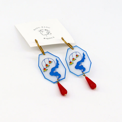 Delft Floral Inspired Hand Painted Earrings Style 1 - Arts and Heritage St. Albert