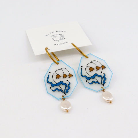 Delft Floral Inspired Hand Painted Earrings Style 2 - Arts and Heritage St. Albert