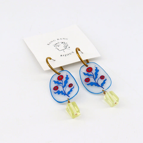 Delft Floral Inspired Hand Painted Earrings Style 3 - Arts and Heritage St. Albert