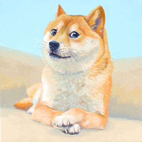 'Doge' Original Expressive Animal Portrait Painting  by Robin Good