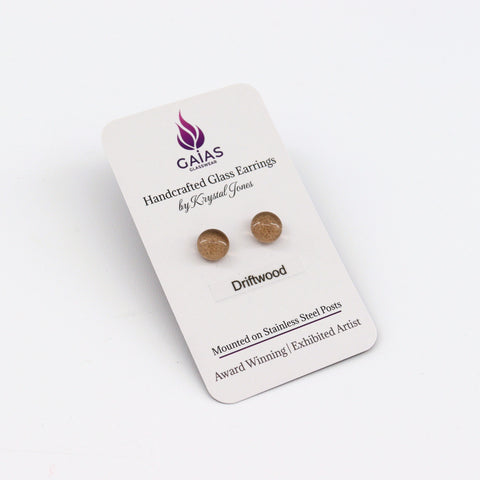 Handcrafted Glass Stud Earrings Driftwood - Arts and Heritage St. Albert