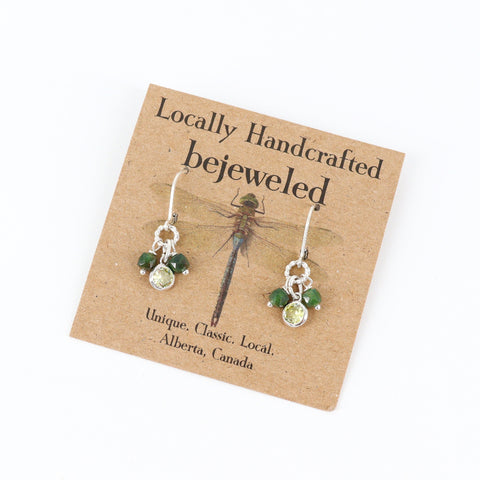 Handcrafted Emerald and Cubic Crystal Sterling Silver Earrings - Arts and Heritage St. Albert