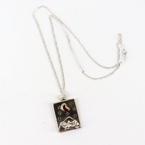 Evening Stars Mountain Copper Moon Handcrafted Sterling Silver Necklace - Arts and Heritage St. Albert