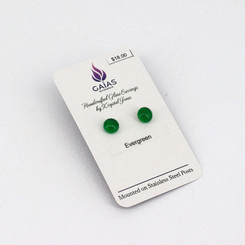 Handcrafted Glass Stud Earrings Evergreen - Arts and Heritage St. Albert