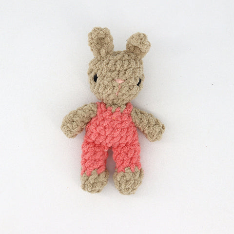 Crocheted Fable Babies Bunny in Pink Overalls - Arts and Heritage St. Albert