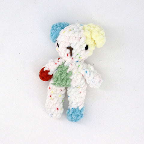 Crocheted Fable Babies White Speckled Dog - Arts and Heritage St. Albert