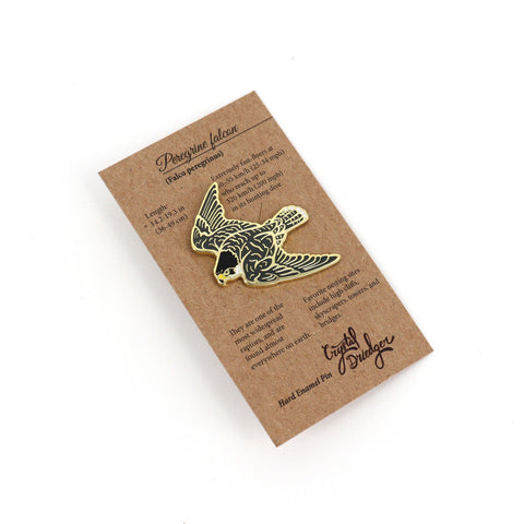 Gold Plated Enamel Bird Pins Peregrine Falcon - Arts and Heritage St. Albert