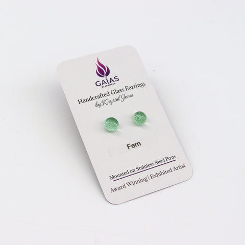 Handcrafted Glass Stud Earrings Fern - Arts and Heritage St. Albert