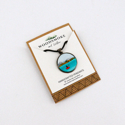 Fishing on a Mountain Lake Pendant Necklace - Arts and Heritage St. Albert