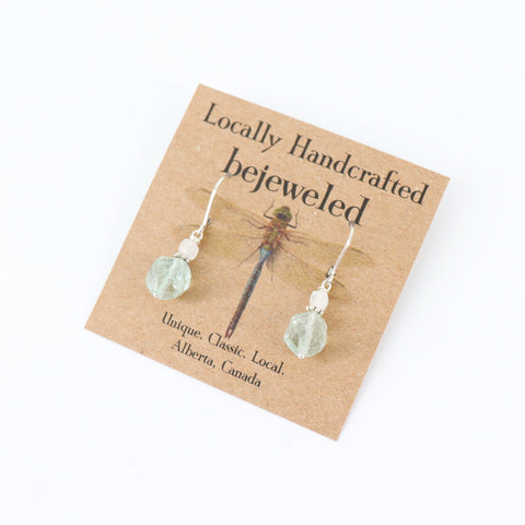 Handcrafted Florite and Moonstone Sterling Silver Earrings - Arts and Heritage St. Albert
