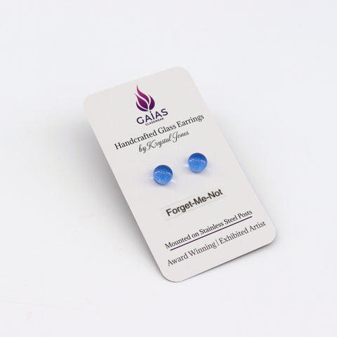 Handcrafted Glass Stud Earrings Forget-Me-Not - Arts and Heritage St. Albert