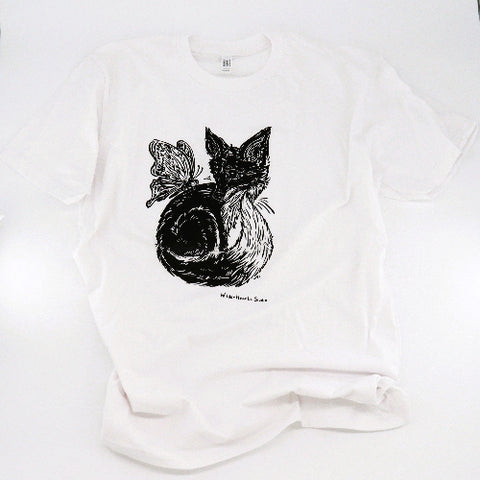 'Fox with Butterfly Wings' Hand Silkscreened Magical Creature T-Shirt - Arts and Heritage St. Albert